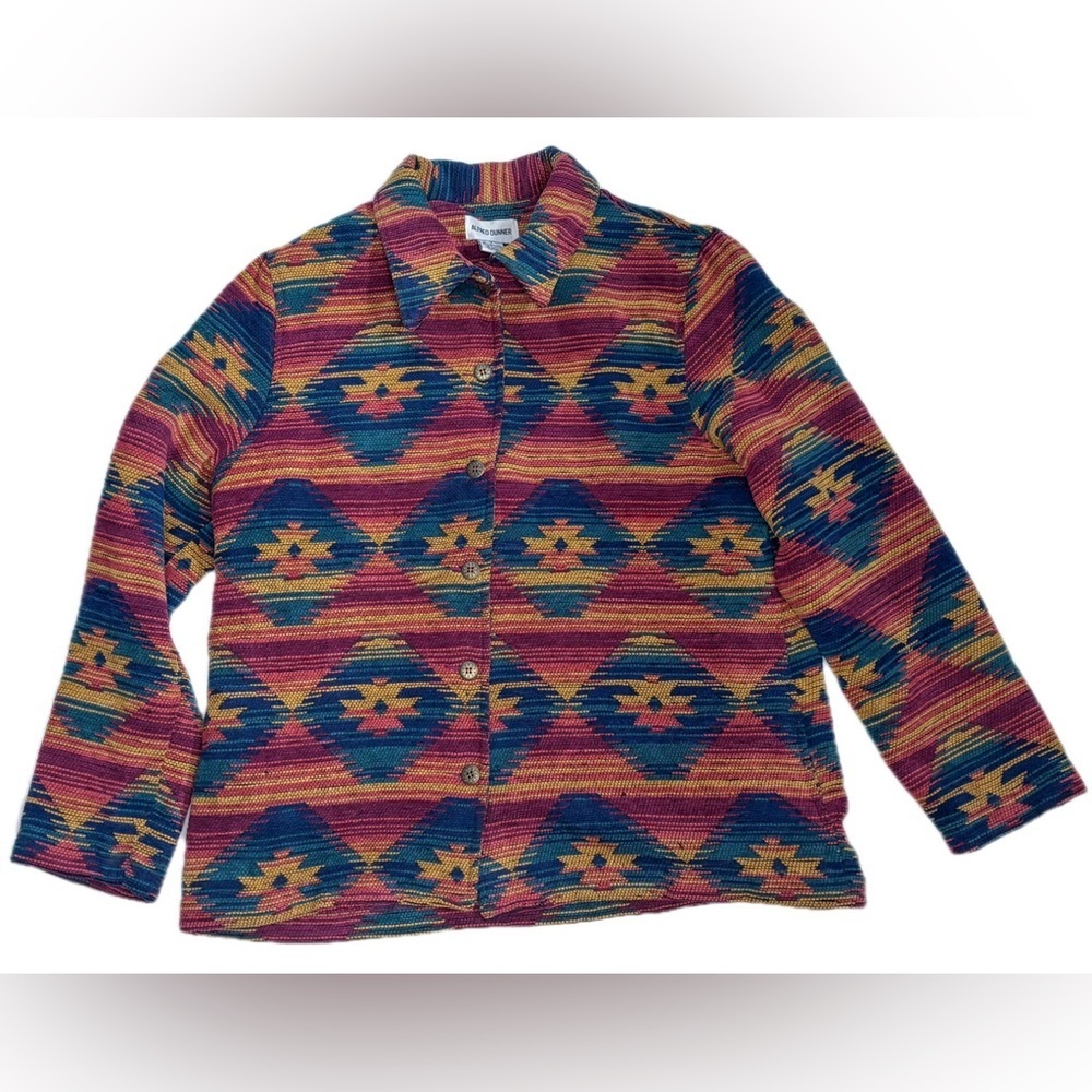 Vintage Colorful Southwestern Blazer Jacket  XL XXL Aztec Boho Cowgirl Grunge